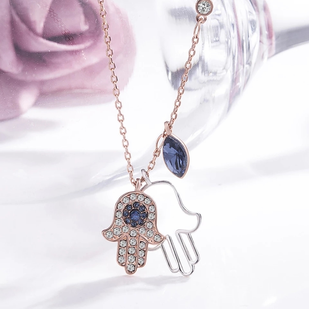 Palm Full Zircon Pendant Necklace